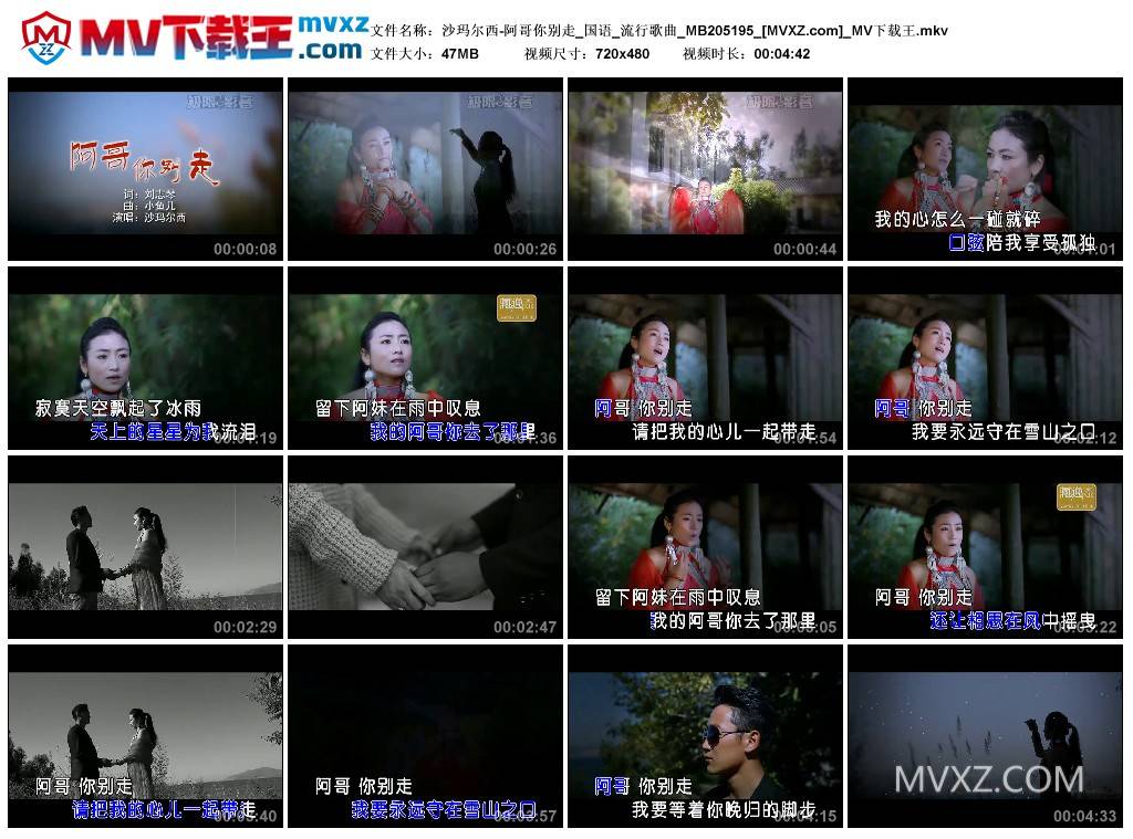 沙玛尔西-阿哥你别走_国语_流行歌曲_MB205195